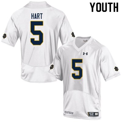 Notre Dame Fighting Irish Youth Cam Hart #5 White Under Armour Authentic Stitched College NCAA Football Jersey RDO2899FM